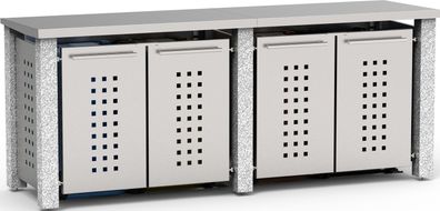 Mülltonnenbox Typ-SD, 4x 120l, Türfarbe Edelstahl