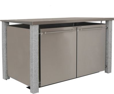 Mülltonnenverkleidung Typ-ND, 1x 240l + 2x 120l, Türfarbe Edelstahl