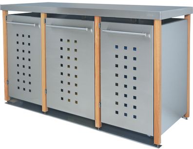 Müllbox Typ-LD, 3x 120l, Türfarbe Edelstahl