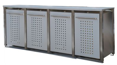 Müllbox Typ-MD, 2x 240l + 2x 120l, Türfarbe Edelstahl