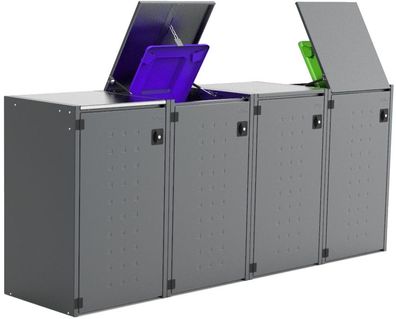 Mülltonnenbox Boxxi Typ-XD, 4x 240l, Türfarbe Anthrazit