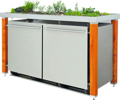 Mülltonnenhaus Typ-HW, 1x 240l + 2x 120l, Türfarbe Edelstahl