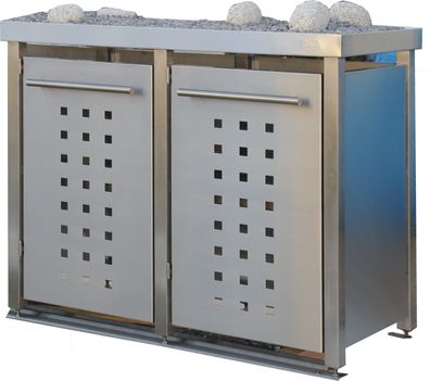Mülltonnenbox Typ-MW, 2x 240l, Türfarbe Edelstahl