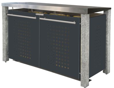 Müllbox Typ-ND, 1x 240l + 2x 120l, Türfarbe Anthrazit