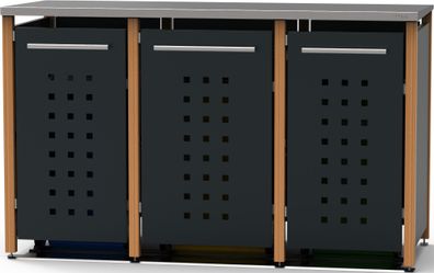 Mülltonnenverkleidung Typ-LD, 1x 240l + 2x 120l, Türfarbe Anthrazit