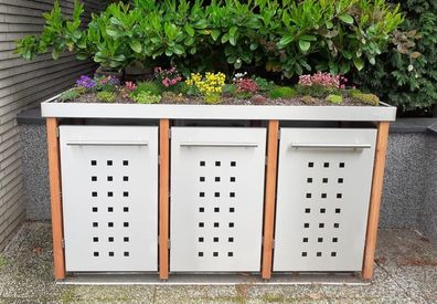 Mülltonnenverkleidung Typ-LW, 3x 120l, Türfarbe Edelstahl