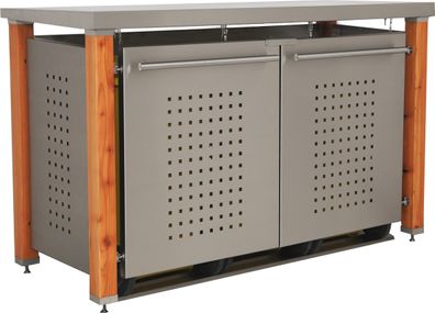 Mülltonnenbox Typ-HD, 3x 120l, Türfarbe Edelstahl