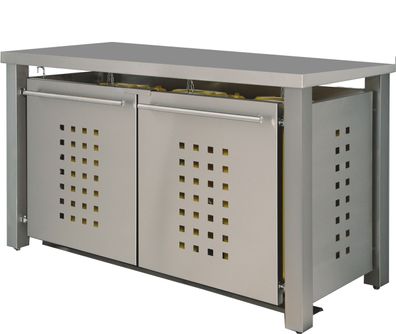 Mülltonnenbox Typ-ED, 3x 120l, Türfarbe Edelstahl
