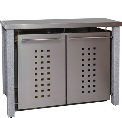 Mülltonnenbox Typ-ND, 2x 240l, Türfarbe Edelstahl