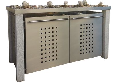 Mülltonnenbox Typ-SW, 3x 120l, Türfarbe Edelstahl