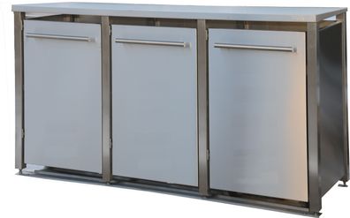 Müllbox Typ-MD, 3x 240l, Türfarbe Edelstahl