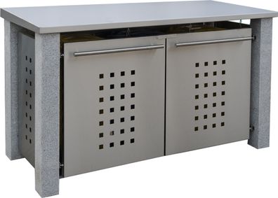 Mülltonnenbox Typ-SD, 1x 240l + 2x 120l, Türfarbe Edelstahl