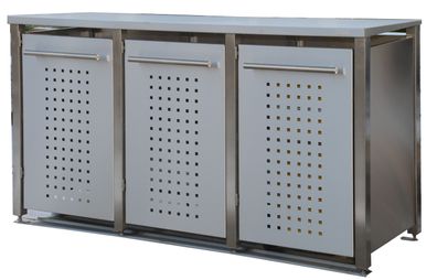 Müllbox Typ-MD, 3x 240l, Türfarbe Edelstahl