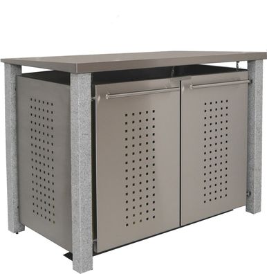 Mülltonnenbox Typ-ND, 2x 120l, Türfarbe Edelstahl