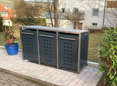 Mülltonnenbox Typ-MD, 3x 120l, Türfarbe Anthrazit