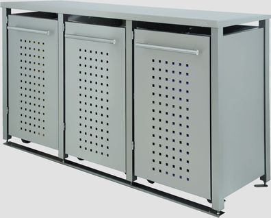 Müllbox Typ-MD, 1x 240l + 2x 120l, Türfarbe Edelstahl