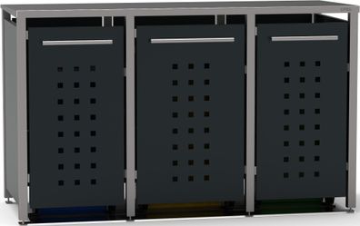 Mülltonnenbox Typ-MD, 1x 240l + 2x 120l, Türfarbe Anthrazit
