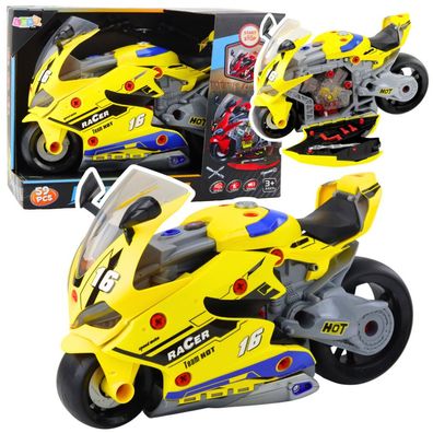 2-in-1 DIY-Werkstattbeleuchtung, Soundeffekte, Rauch, Motorrad, Gelb, 43 cm
