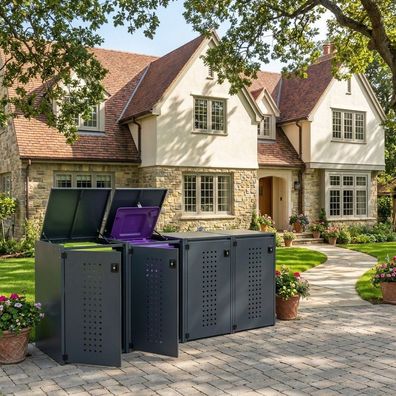 Mülltonnenverkleidung Boxxi Typ-XD, 4x 240l, Türfarbe Anthrazit