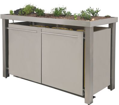 Mülltonnenhaus Typ-EW, 1x 240l + 2x 120l, Türfarbe Edelstahl