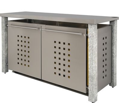Mülltonnenbox Typ-ND, 3x 240l, Türfarbe Edelstahl