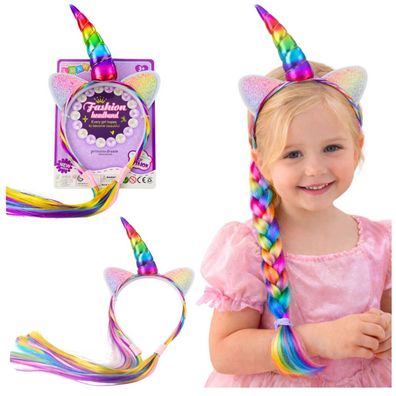 Einhorn-Stirnband, bunte Haarzöpfe