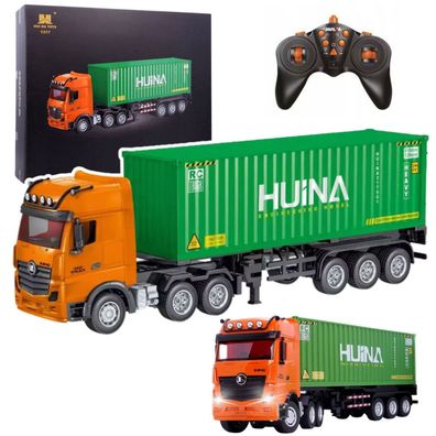 RC-Ferngesteuerter LKW mit Container, HUINA, Licht und Sound, Maßstab 1:18