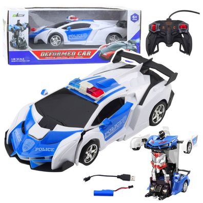 Auto Robot 2in1 Polizei ferngesteuertes Polizeiauto RC 1:18