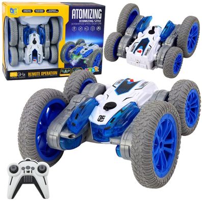 Ferngesteuertes Stuntauto mit RC-Lichtern, Raucheffekten und 360°-Drift (Blau)