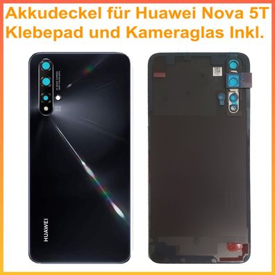 Original Huawei Backcover für Huawei Nova 5T Akkudeckel + Kameraglas Schwarz