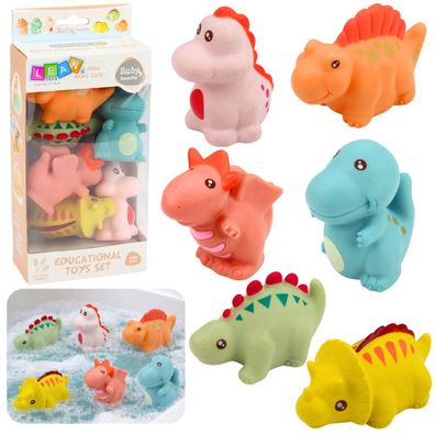 Set mit pädagogischen Gummidinosauriern für Badespiele, Pastellfarben, 6-teilig