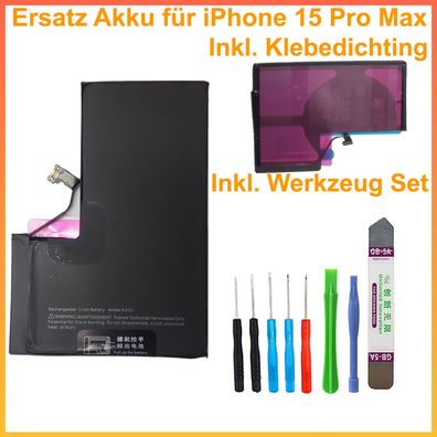 Ersatz Akku für iPhone 15 Pro Max Batterie Akku Battery A3121 4521 mAh + Werkzeug