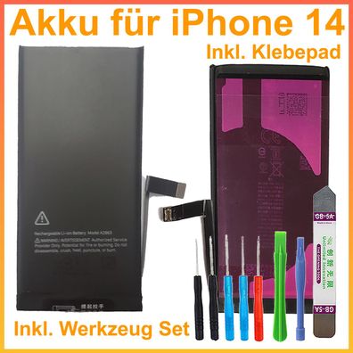 Ersatz Akku für iPhone 14 Batterie Akku Battery A2863 3335 mAh + Werkzeug