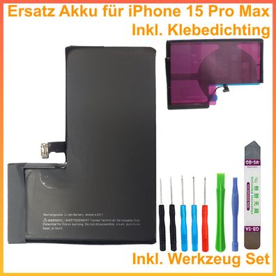 Ersatz Akku für iPhone 15 Pro Batterie Akku Battery A3011 3342 mAh + Werkzeug