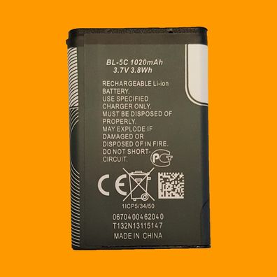 Ersatz Akku für Nokia 1100 6230 C2 C1 C2-01 C1-02 X2-01 ersetzt Nokia Akku BL-5C