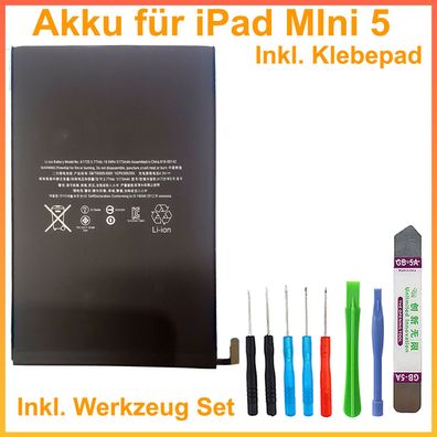 HIgh Capacity 5173mAh Akku für iPad Mini 5 A2124 A2126 A2133 ersetzt A1512 Batterie B