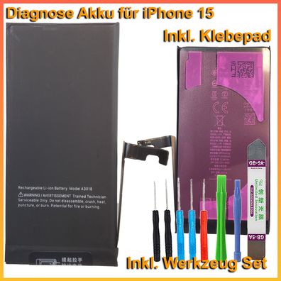 Diagnose Akku für iPhone 15 ohne Fehlermeldung ohne Löten 100% Kapazität A3018 + TOOL