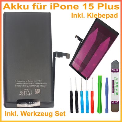 Ersatz Akku für iPhone 15 Plus Batterie Akku Battery A3039 3480mAh + TOOL