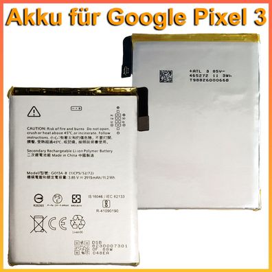 Akku für Google Pixel 3 Batterie Battery Accu GO13A-B G013A-B