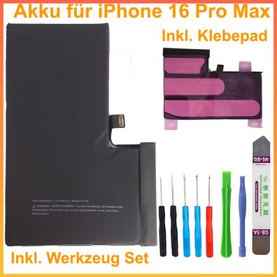 Ersatz Akku für iPhone 16 Pro Max Batterie Akku Battery 4685mAh 661-44954 + TOOL