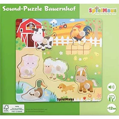 Vedes SpielMaus Holz Sound Holzpuzzle Bauernhof