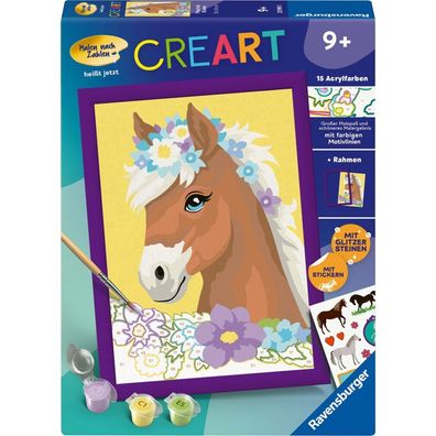 Ravensburger CreArt - Malen nach Zahlen 23999 - Pferd mit Blumen - ab 9 Jahren