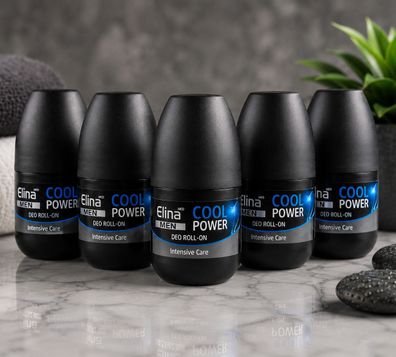 5x50ml Elina Intensive Care Deo Roll-on Cool Power Deodorant Men
