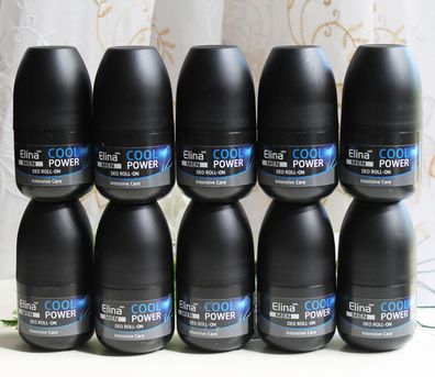 10x50ml Elina Intensive Care Deo Roll-on Cool Power Deodorant Men