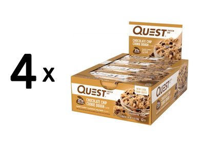 4 x Quest Nutrition Quest Bars (12x60g) Chocolate Chip Cookie Dough