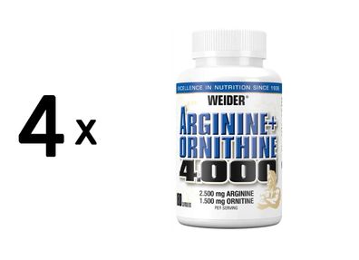 4 x Weider Arginine + Ornithine 4000 (180 Caps)