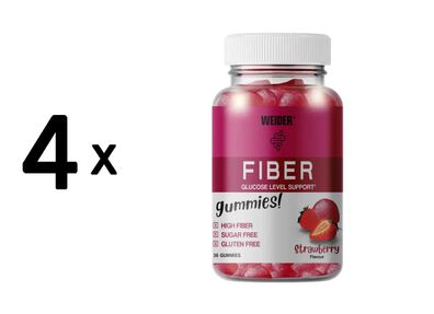 4 x Weider Fiber Gummies (36) Strawberry