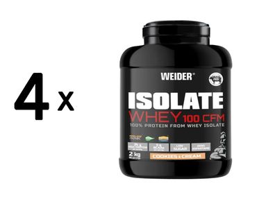 4 x Weider Isolate Whey 100 CFM (2000g) Cookies and Cream