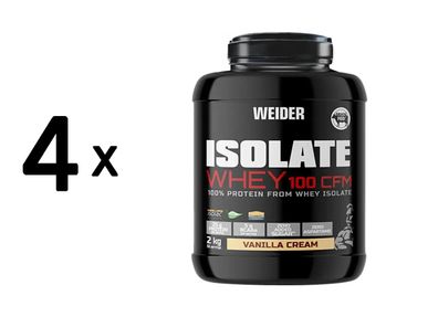 4 x Weider Isolate Whey 100 CFM (2000g) Vanilla Cream