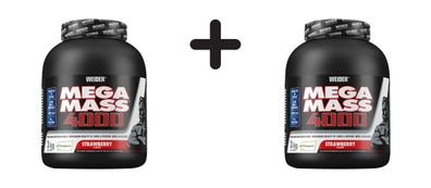 2 x Weider Mega Mass 4000 (3000g) Strawberry